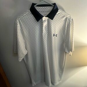 Under Armour Men’s White Polo with Navy Dots